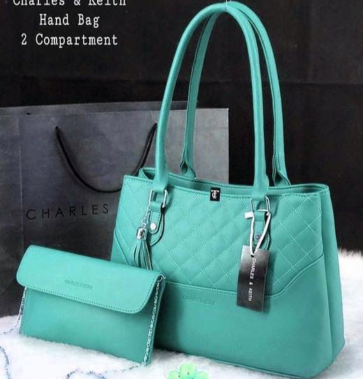 Charles & Keith Teal Handbag with 2 Compartments - Ishal Design House