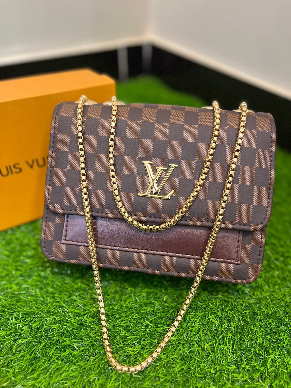 LV High Quality Cross Body Bag With Long Chain